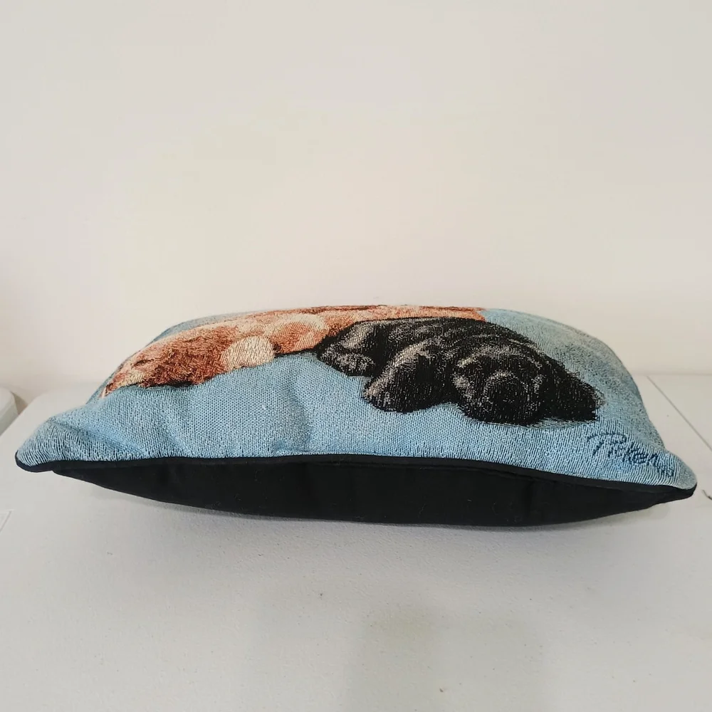 Linda Picken Tapestry Throw Pillow Cocker Spaniel Mother & Puppies 12
